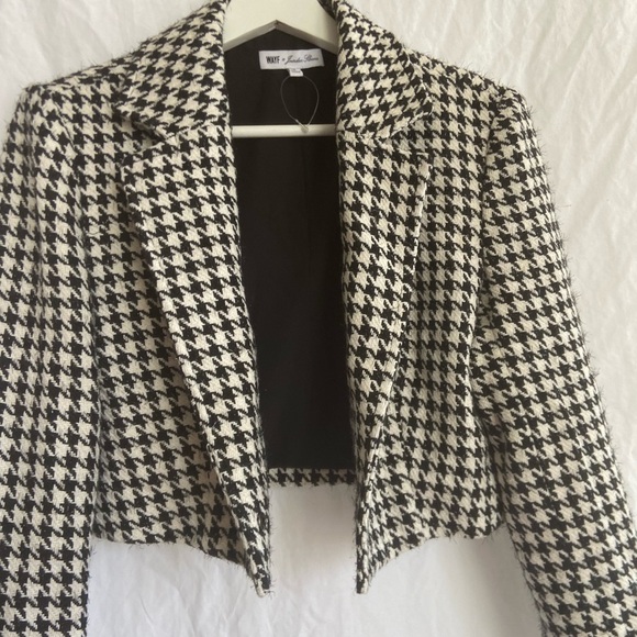 WAYF X Jourdan Sloane As If Houndstooth Crop Blazer Houndstooth Size Small - Picture 4 of 14